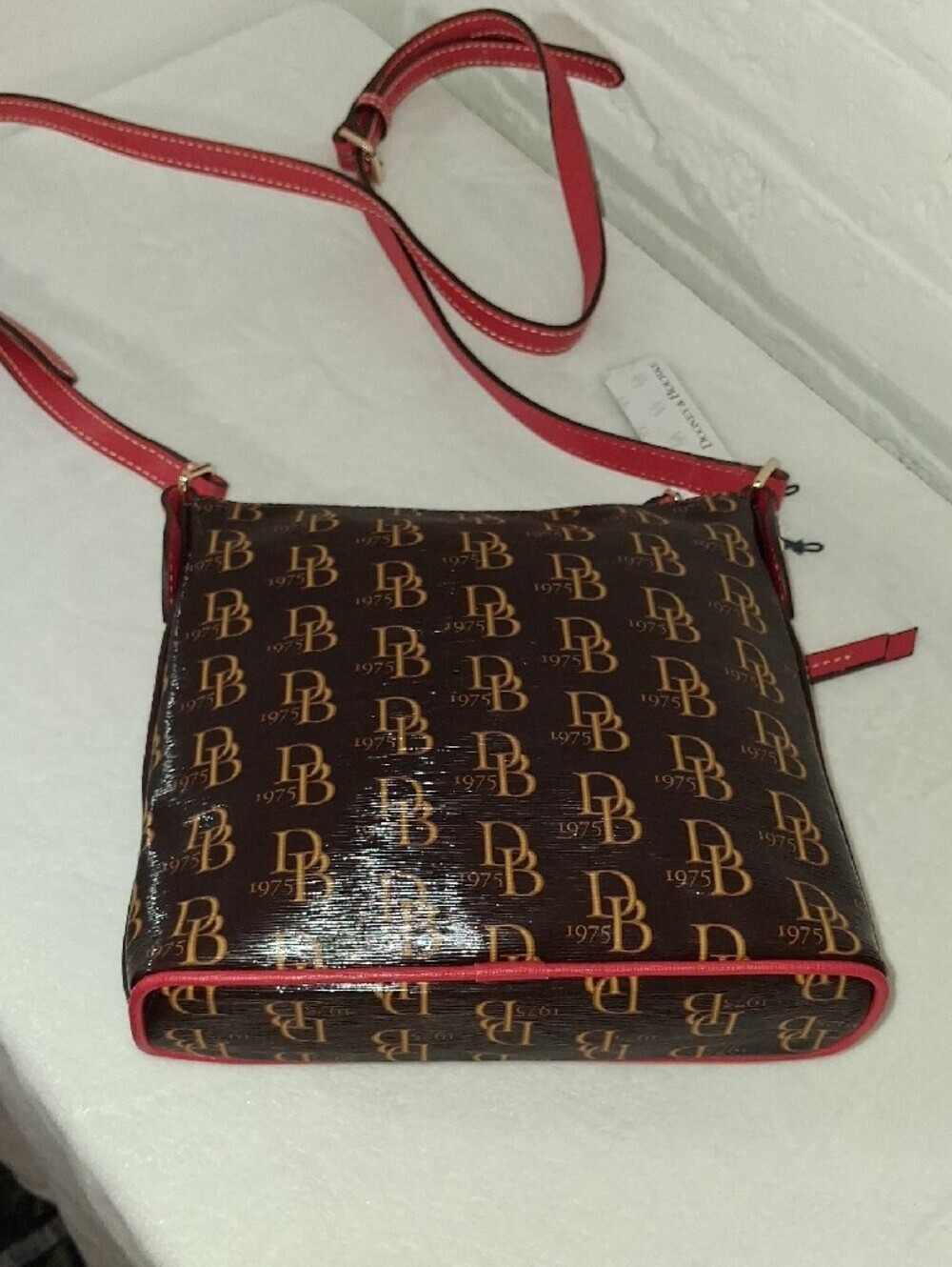 Dooney & Bourke Brown Logo Crossbody with Red Trim - Picture 6 of 6